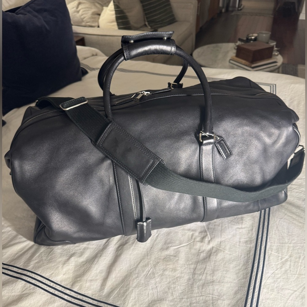 Vintage Coach Hampton Black Leather Large Duffle Travel Bag - #5409